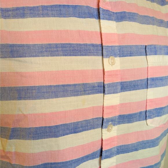 American Heritage Striped Shirt Men's XL Blue & Pink Casual - Picture 2 of 5